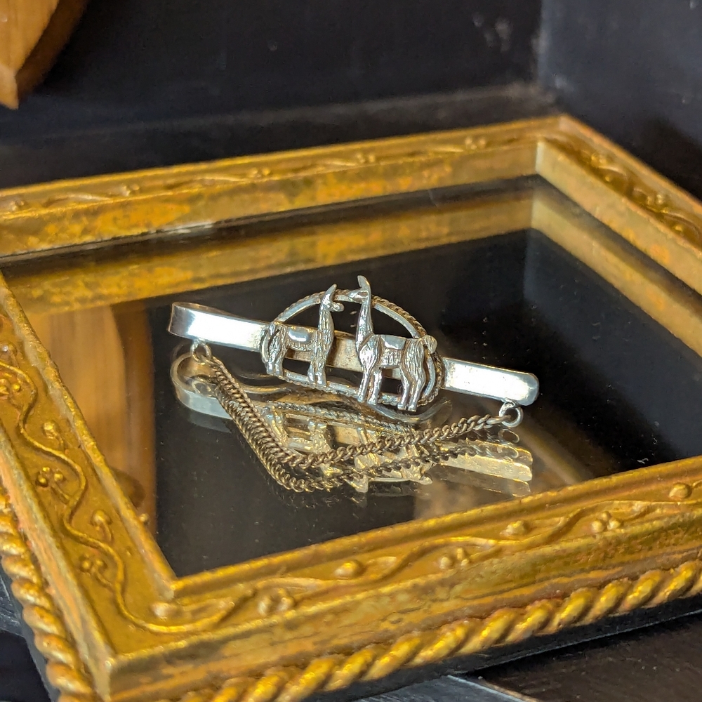 Peru Silver Tie Clip with Chain